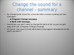 Change the sound for a channel - summary