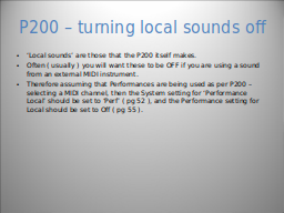 P200 – turning local sounds off